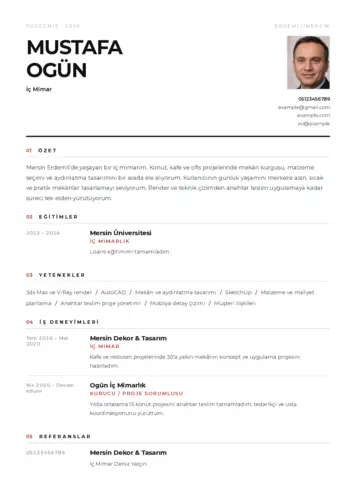 Mimar Cv Örnekleri cv indir